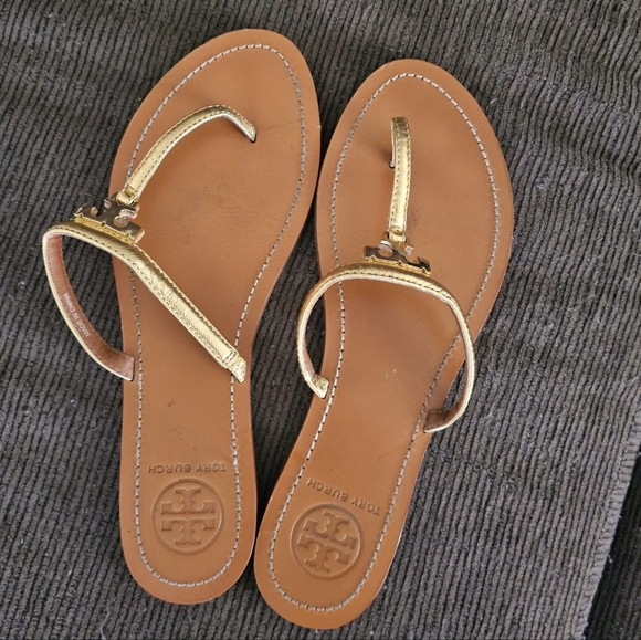 Tory Burch Gold Thong Sandal size 38 - Picture 4 of 5